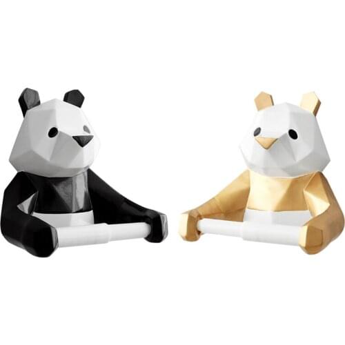 Resin Panda Paper Roll Holder Wall-Mounted Tissue Bathroom Decor