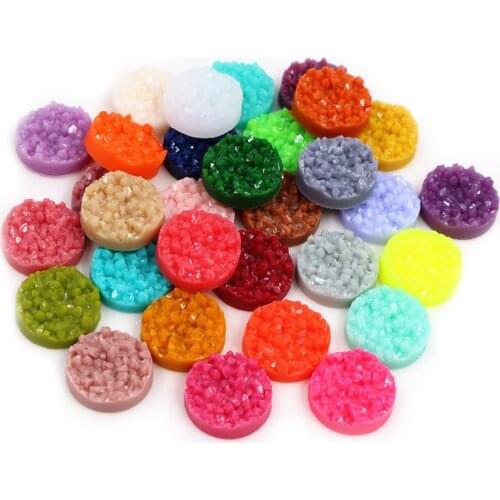 New 8mm 10mm 12mm 40pcs/Lot Colorful Natural Ore Flat Back Resin Cabochons For Bracelet Earrings DIY Jewelry Making Accessories