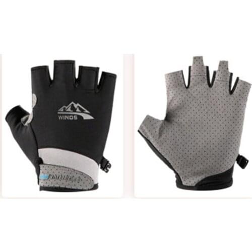 Men Women Thin Letter Mountain Elasticity Half Finger Touch Screen Fishing Glove Sport Fitness Non-Slip Cycling Mitten I99