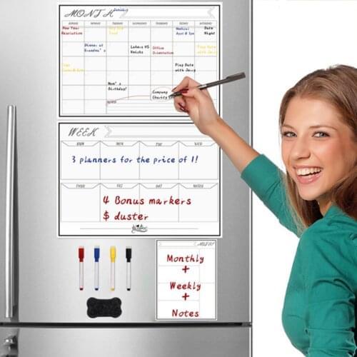 Simple Magnetic Dry Erased Refrigerator Whiteboard Kitchen Fridge Calendar Message Board Student Kids Monthly Planner Board