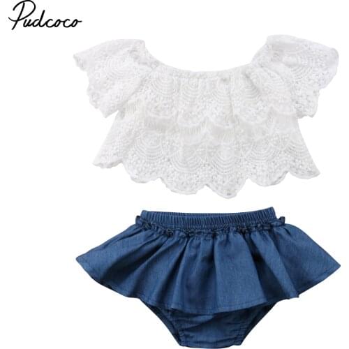 Pudcoco 2018 Newborn 2Pcs Baby Girl Clothes Sets Lace T-shirts Top + Shorts Pants Tutu Skirt Kid Outfits 0-3T