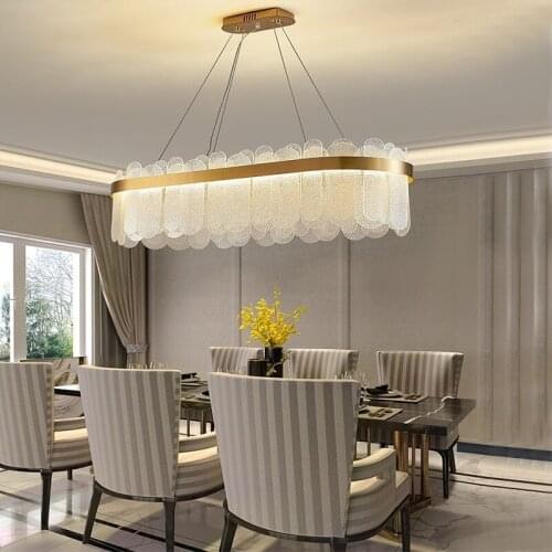 Modern frosted LED living room chandelier bedroom crystal lighting hotel restaurant long-shaped lamp explosive product