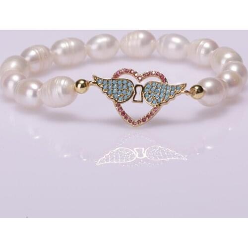 Pearl Jewelry Heart Tag Multi-style Accessories Connector Copper Micro-inlaid Zircon Unisex Bracelet Bangle For Women WeddinGift