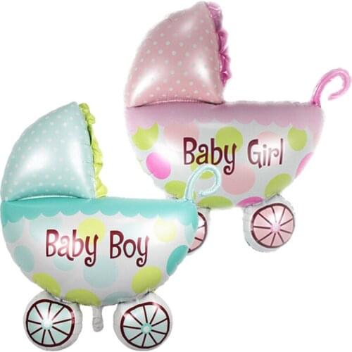 10pcs/lot Large Baby Shower Foil Balloons Carriage Boy & Girl Balloon Children Birthday Party Decorations Inflatable Toys