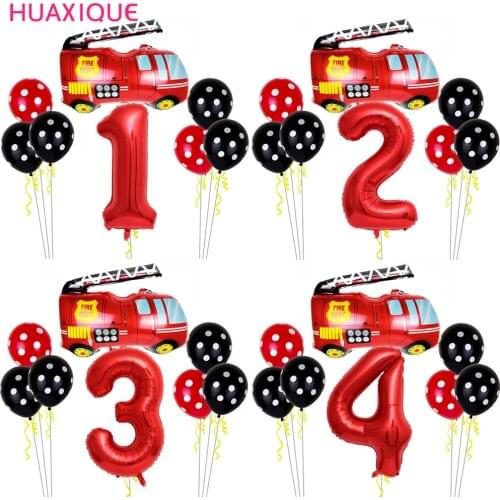 Fire Truck Foil Balloon Fireman Theme Party Firefighter Vehicle Truck Balloon Kids Birthday Party Decoration Supplies Air Globos