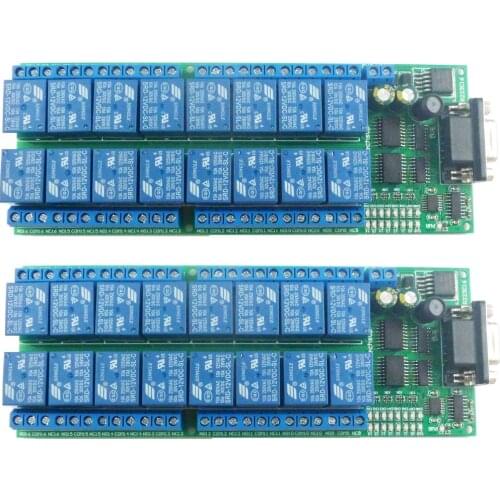 2x 12VDC 16 Channels RS232 DB9 PC Com UART Delay Relay Smart Switch Board