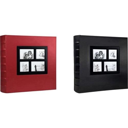 2PCS 400 Photos Pages Large Capacity Leather Cover Binder Wedding Family Baby Photo Albums Book (Red & Black)