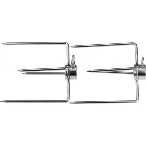 2Pcs Picnic Charcoal BBQ Fork 10cm 4 ed Grilled Beef Kebab Skewer Chicken Drumstick Turkey Barbecue Roast Accessories 2