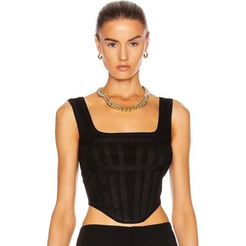 2021 Babatique New Summer Sexy Short Womens Vest Square Collar Tank Sleeveless Slim Irregular Hem Tank Tops Female Clothing