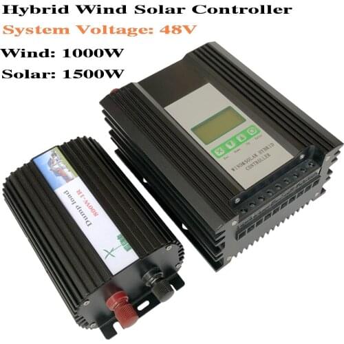 2500/3000/3500W Discharge Resister 48V 1000W Wind 1500W Solar Buck and Boost Hybrid MPPT Controller with TwDC Output Interfaces