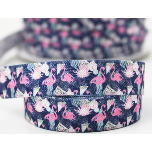 5/8"Flamingo heat-transfer elastic foe printed ribbon 16mm diy girls handmade bow ribbons for degift wrap tape ribbons