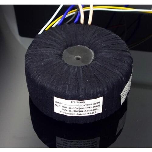 500VA ( 500W ) Black Cloth Toroid Transformer 36V+36V/15V+15V