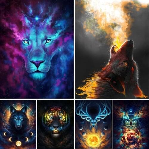 5D DIY Diamond Painting Fantasy Animal Wolf Lion Cross stitch Full Square Diamond Embroidery Mosaic Picture of Rhinestones Decor