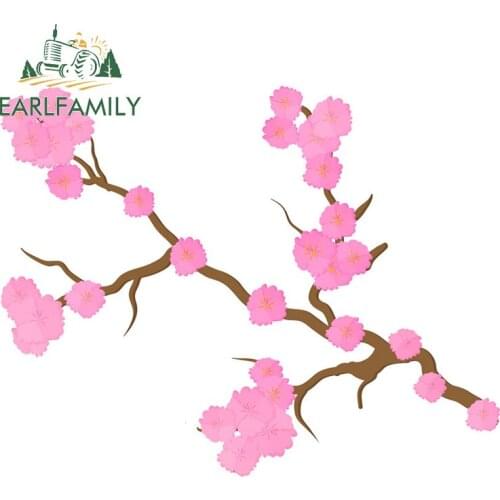 EARLFAMILY 13cm x 10.2cm for Cherry Blossom Car Stickers Vinyl JDM Bumper Motorcycle Helmet Fine Windshield Decal Decoration