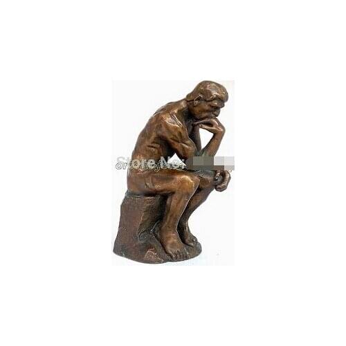 Free shipping Collectible ! Vintage Rodin Pure Bronze Thinker Statue Art Deco