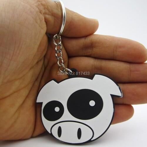 1PCS soft rubber Racing car JDM Evil Rally Drift Pigs Bandaid Cross keychain keyring key chain ring
