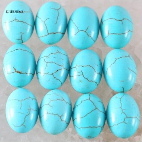 BUYERSHOME 10Pcs 13x18MM Natural Stone Greem Howlite No Drilled Hole Oval Cabochon CAB Bead For DIY Jewelry Making Ring K1594
