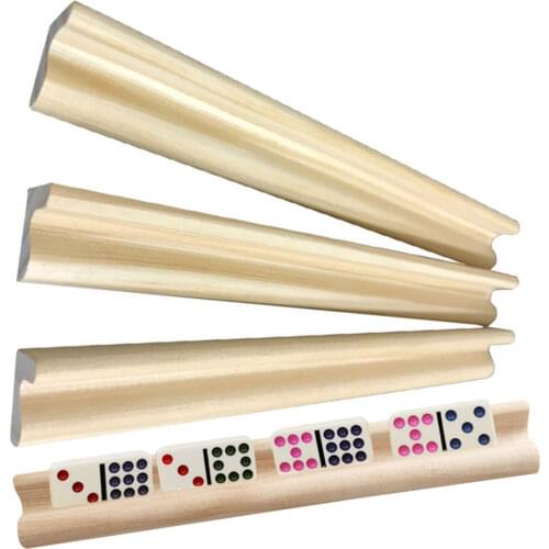 4 Domino Trays Wooden Domino Racks Holders For Domino Tiles Mexican Train Mahjong Kids Funny Table Game Dominos Toys