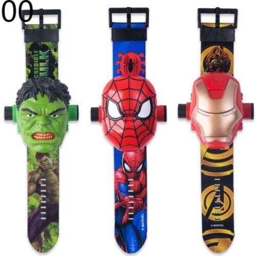 Children Watch 3D Projection Watch Spiderman Iron Man Marvel Disney Cartoon Digital Watches Toys for Kids Boys Birthday Gift