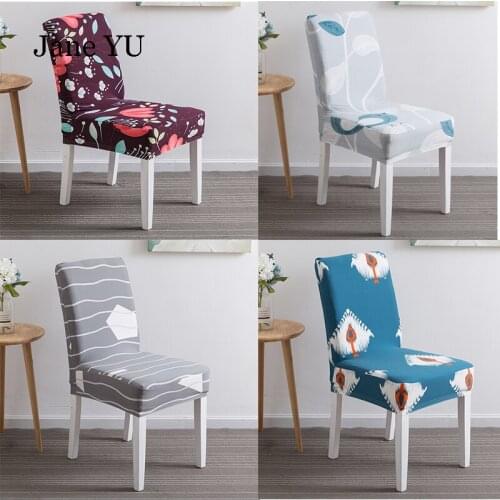 JaneYU 23 colors Printed Spandex Stretch Dining Chair Cover Machine Washable Banquet Muliti Style Floral Pattern Slipcover