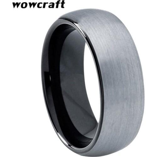 6mm Mens Womens Tungsten Carbide Wedding Band Rings Black Plated Classic Domed Edges Matte Finish Comfort Fit Personal Customize