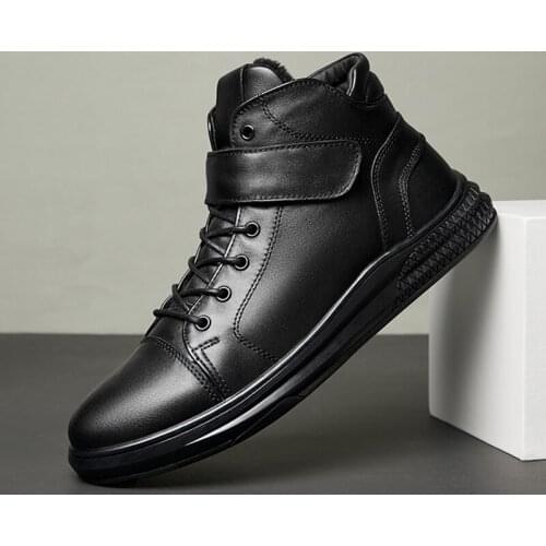 Fashion Men Winter Sneakers Casual Genuine Leather Motorcycle Boots Male Warm Comfortable Men Boots Walking Shoes Big Size 38-48