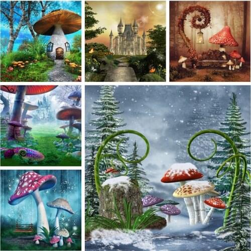 Laeacco Wonderland Fairy Tale Forest Mushroom Photography Backgrounds Baby Birthday Backdrops Photophone Photocall Photo Studio