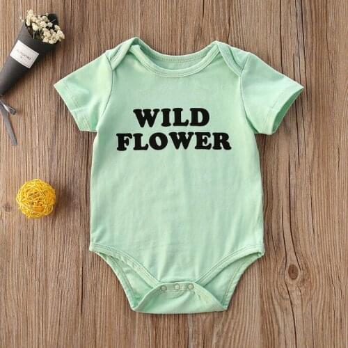 Summer Newborn Baby Fashion Letter Printed Jumpsuits Summer Round Neck Short-sleeved Triangle Bodysuits