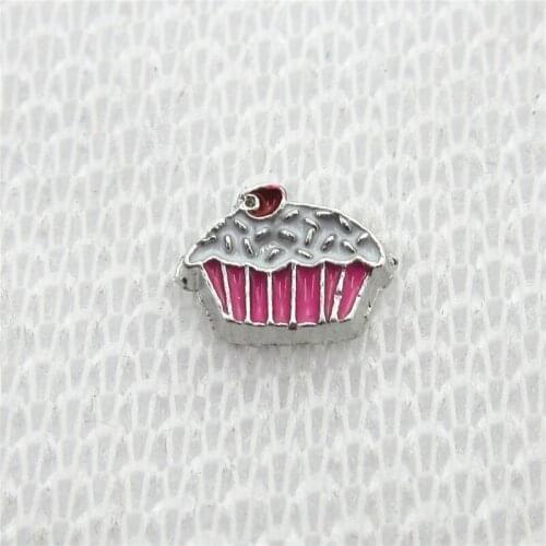 Hot selling 20pcs/lot pink cake Floating Charms Living Glass Memory Lockets DIY Jewelry pendants Charms