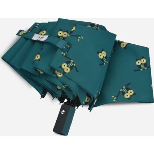 Cute Owl Umbrellas Rain Women Three Folding Pongee Automatic Sunny Umbrellas Waterproof Travel Children Paraguas Umbrella