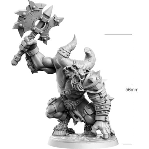 56mm Resin Model Minotaur Axe Warrior Figure Unpainted No Color