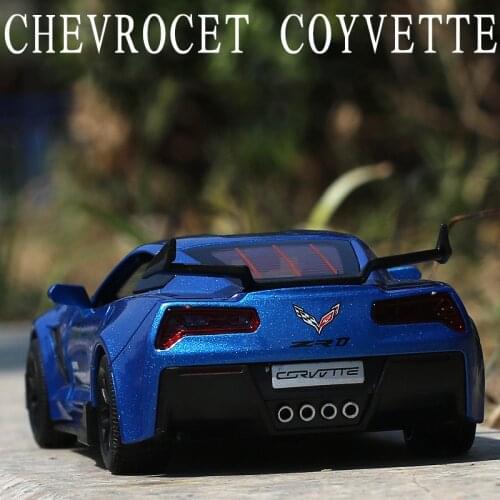 1:32 Chevrolet Corvette ZR1 Supercar Model Car Alloy Car Sound and light Simulation Pull Back Vehicles Cars Toys Birthday gift