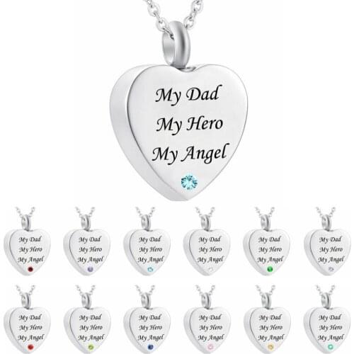 My Dad My Hero My Angel Cremation Jewelry Memorial Urn Necklace Pendant