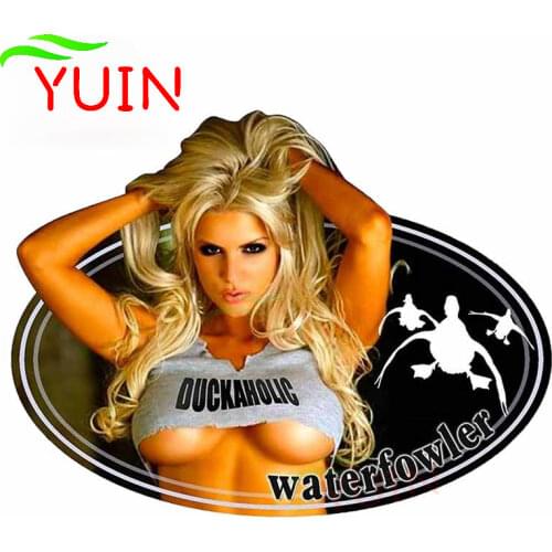 Car Sticker Motorcycle Decals Duckaholic Big Rack Blonde Girl Decorative Accessories Creative Window Waterproof Decal 13*10cm