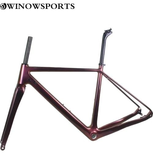 New hot selling 700c chameleon carbon cyclocross bike frameset Headset size Top 1-1/8 down 1-1/2 carbon gravel bicycle frame