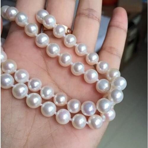 Eternal wedding Women Gift word 925 Sterling real 925 real natural big Natural pearl necklace 8-9mm blemish light