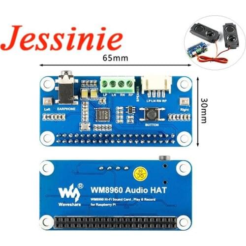 For Raspberry Pi 4B 3B+ WM8960 Audio Module Expansion Developement Board Stereo Codec Speaker I2C IIC Interface