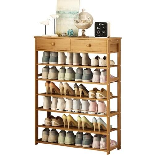 Shoe shelf economical household door small shoe rack simple shoe cabinet multi-layer solid wood bamboo shoe rack space