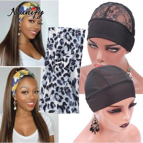 Wig Cap With Headband Mesh Dome Cap For Making Wigs Ventilating Weaving Cap With Hair Strap Nunify Crochet Headband Wig Cap