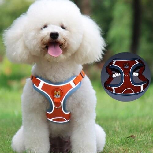 Pet Dog Harness Suede Breathable Vest Dog Harness For Large Small Reflective Safety Harness With Traction Rope Dropshipping