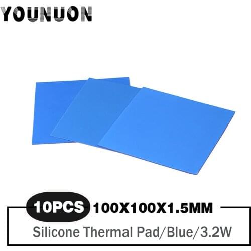 10 Pieces 100x100x1.5mm Blue Chip Conductive Silicone Heatsink Thermal Pad