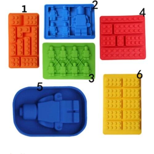 1 Piece Silicone Building Blocks Robot 3D DIY Mold Cake Decoration Tool Chocolate Tray Jelly Brownie Dessert Pastries Mould