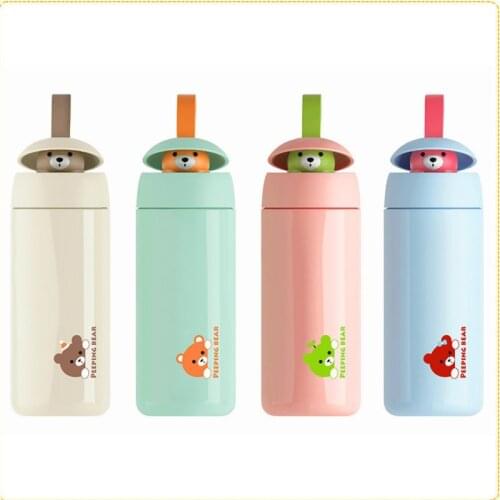 350ML Cute Water Bottle Peeping bear Double Wall Thermos Stainless Steel Vacuum Flasks Thermal Travel Mug wholesale items