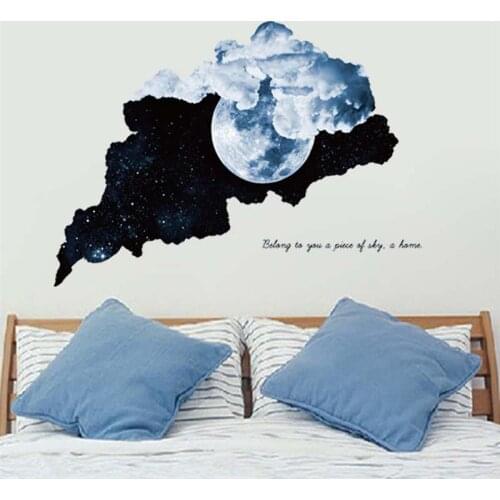 Hot Moon Pattern Wall Stickers Waterproof Removable 3D Moon Self Adhesive Decorative Stickers Wall Decals Home Decor