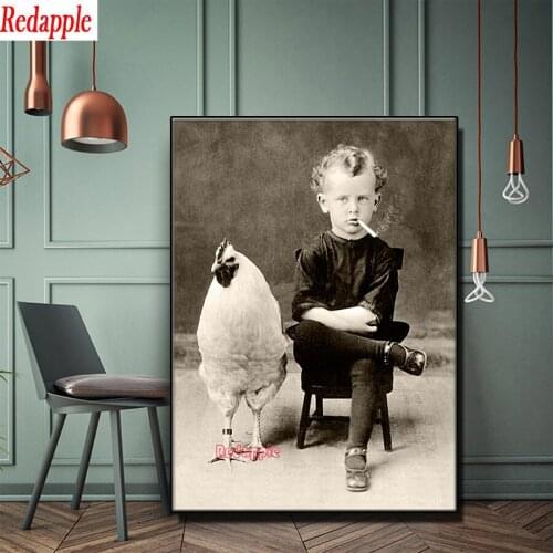 Weird weird boy smoking big chicken perfect retro home decor Diamond Embroidery full Square Diamond Round Diamond Mosaic Art