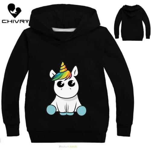 2019 Children Kids Spring Autumn Sweatshirt Boys Girls Cute Unicorn Print Pullover Long Sleeve Hooded Hoodies Sweatshirt Tops