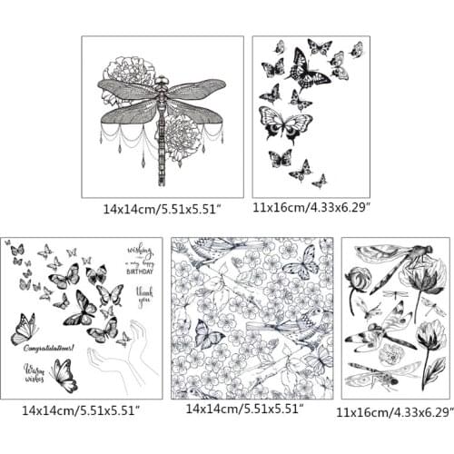 Embossing Dragonfly/Butterfly DIY Stencil Silicone Stamps, Album Paper Card Making Printing Stamp Set for Scrapbooking