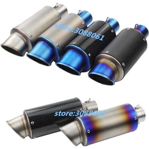 51MM 60MM Universal Motorcycle Exhaust Muffler Carbon Fiber With Sticker Motorbike Exhaust Pipe Escape For YAMAHA KAWASAKI HONDA