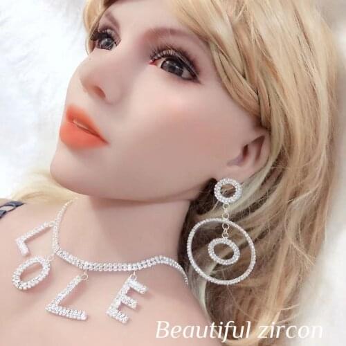 European and American womens shining Rhinestone Round Pendant hanging Earrings Fashion crystal birthday Earrings Jewelry Gifts