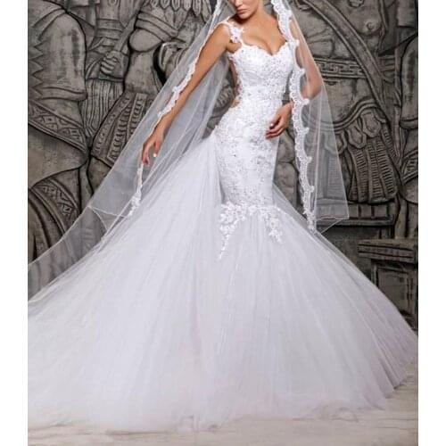 Spring 2020 Fashion Applique Mermaid Wedding Dress Removable trailing wedding dress